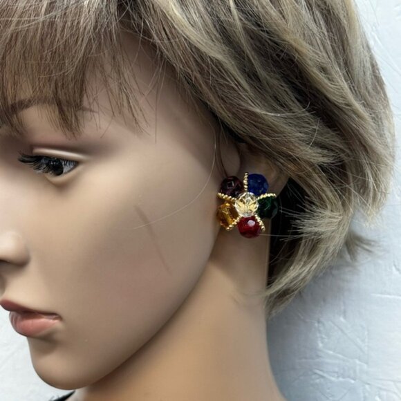 Lot of vintage sparkling statement clip on earrings - Picture 3 of 16